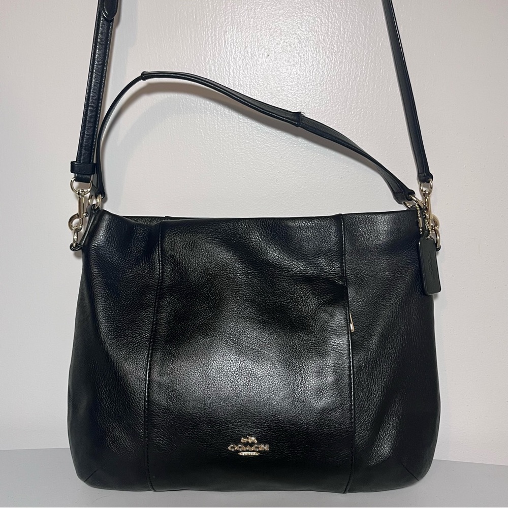 🎉 HP 🎉 Coach Black Pebble Leather Shoulder 2-way Hobo Bag